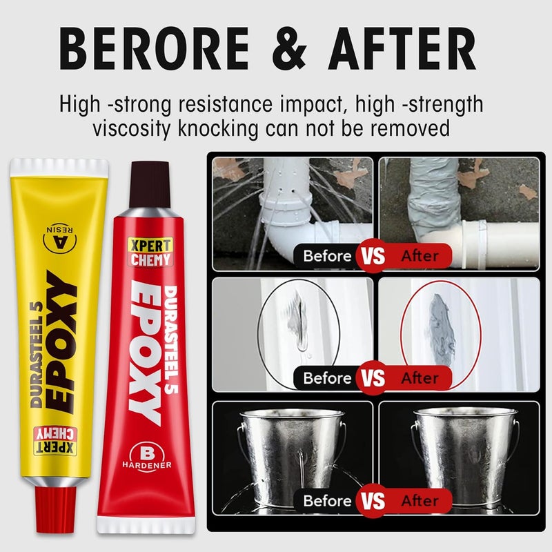 XPERTCHEMY 2 Part Epoxy Glue, 5 Minute Epoxy Adhesive, Rapid Cure Golf, Wood, Plastic and Metal etc, Waterproof & Extra Strength, High Temperature Resistance, 2 x 20g, Grey - Image 2